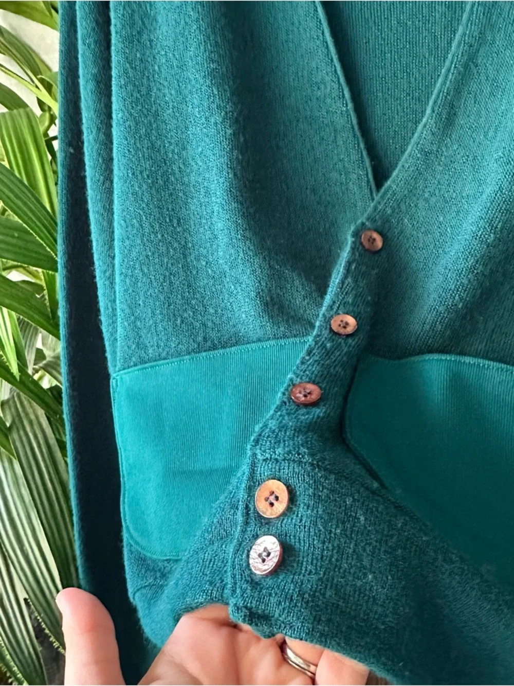 Christian Dior Teal Green Vintage Cardigan Sweater with Drop Pockets Size M - Picture 4 of 7